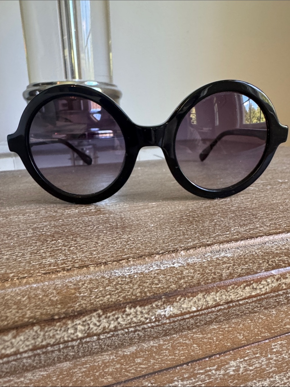 Derek Lam 10 Crosby Black Round Sunglasses Retro Oversized Chic